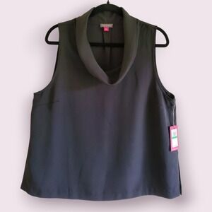 Vince Camuto Sleeveless Cowl Neck Top Blouse Career Casual Rich Black L